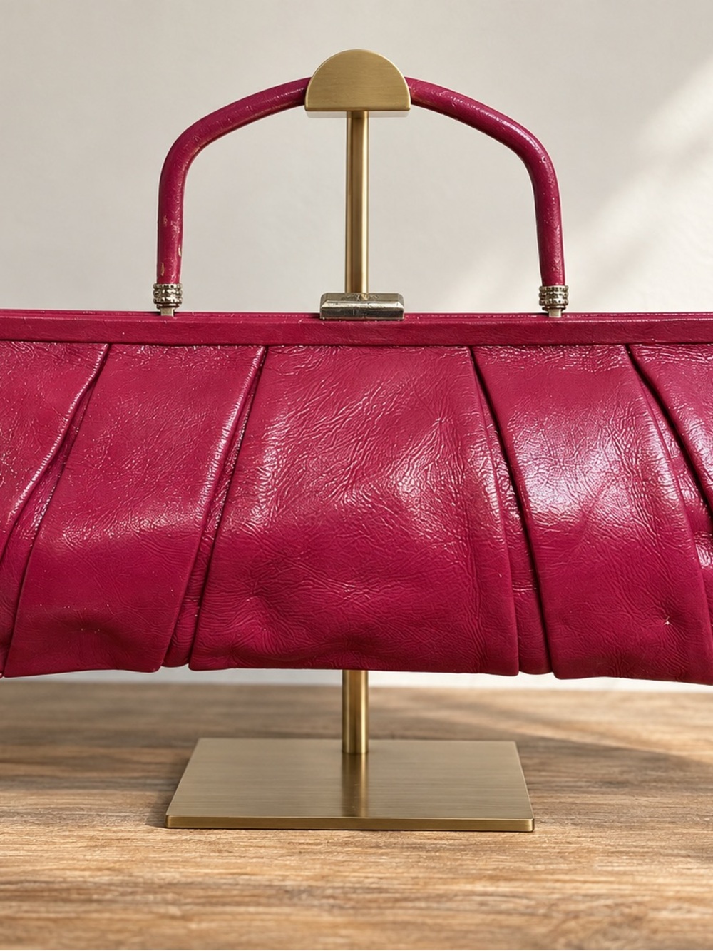 Vintage Hobo International Fuschia Leather Handbag Clutch RARE early 2000's Y2K